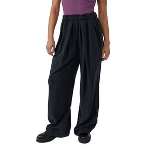 Free People Elastic Waist Pleated Front Wide Leg Trouser Pants Black Women's XS